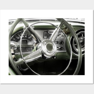 Steering wheel US car classic Posters and Art